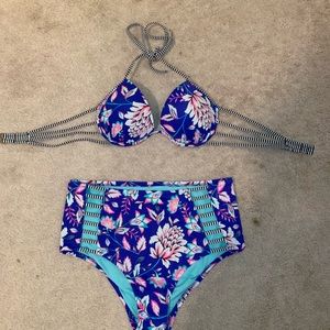 Floral High Waisted Bikini
